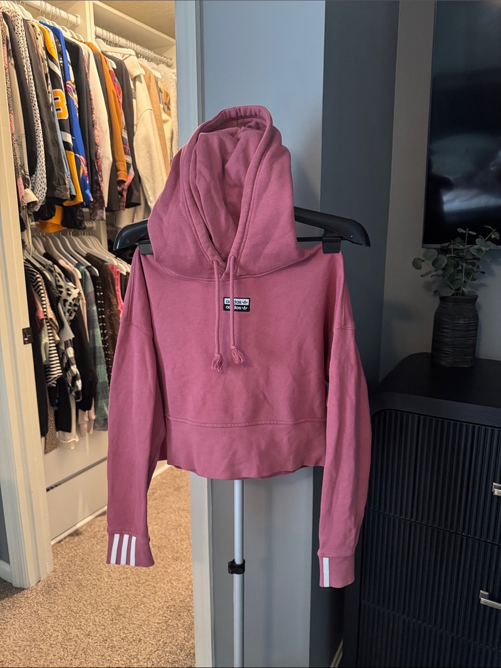 adidas Rose Pink Cropped Hoodie